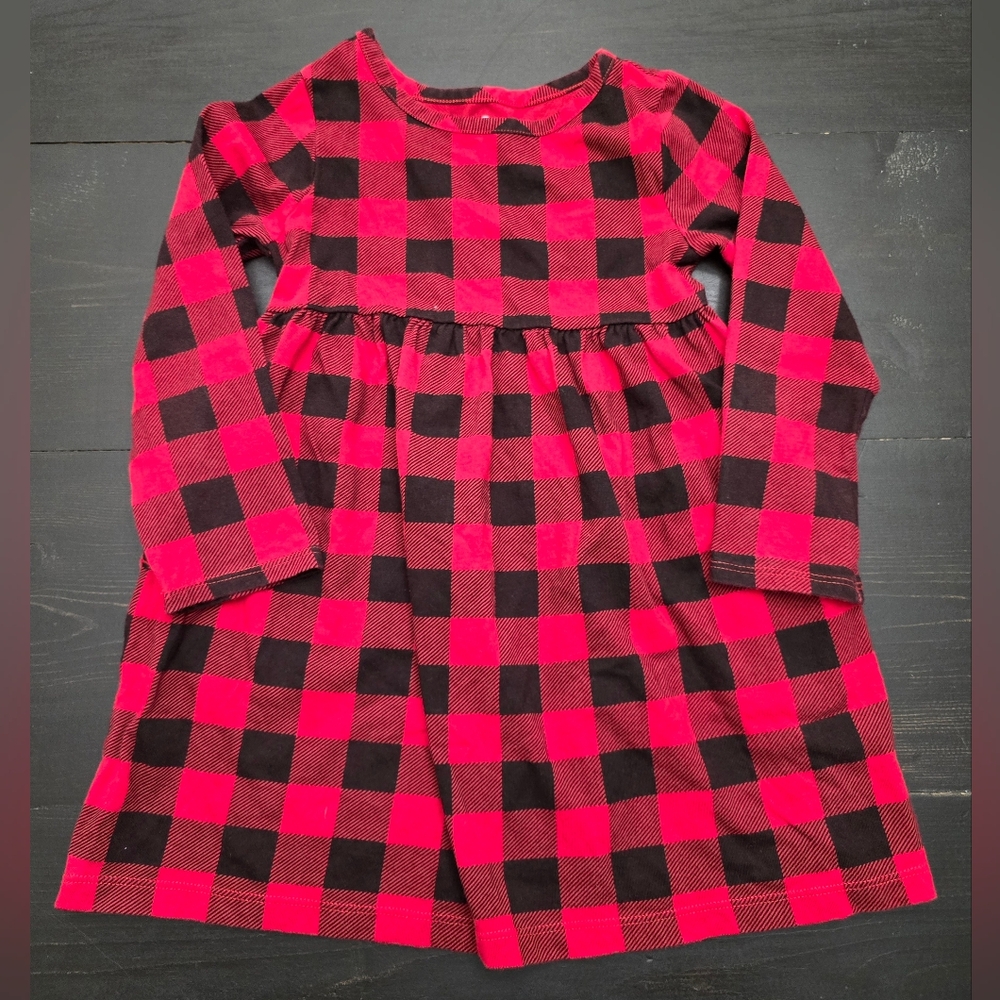 Girls Size 3T Plaid Red & Black Dress